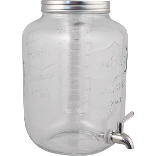 Glass Beverage Dispenser with Infuser & Stainless Spigot (8L) 2.1 Gallon