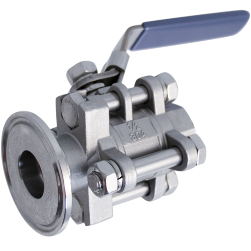 3 Piece Stainless Ball Valve - 1.5 in. T.C. x 1/2 in. NPT