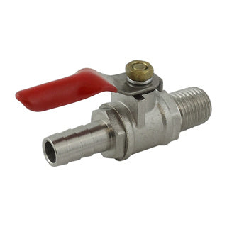 Gas Ball Valve: 1/4" MPT x 3/8" Barb w/o Check Valve