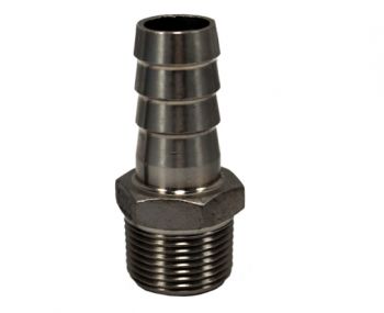 1/2" Barb to 1/2" MPT - Stainless Steel