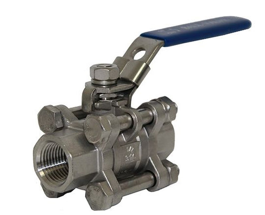 1/2" 3 Piece Ball Valve - SS