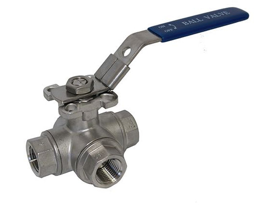 3-Way 1/2" Ball Valve - SS